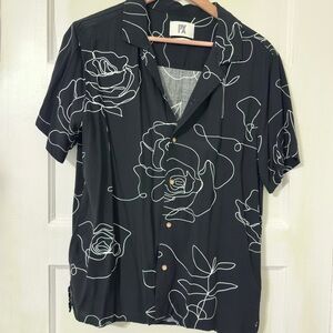 PX Black and White Floral Men's Casual Shirt
